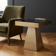 Carlox Black Glass and Gold Finish Square Side Table