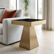 Carlox Black Glass and Gold Finish Square Side Table