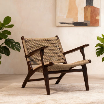 Zara Chocolate Rattan Accent Chair With Armrest