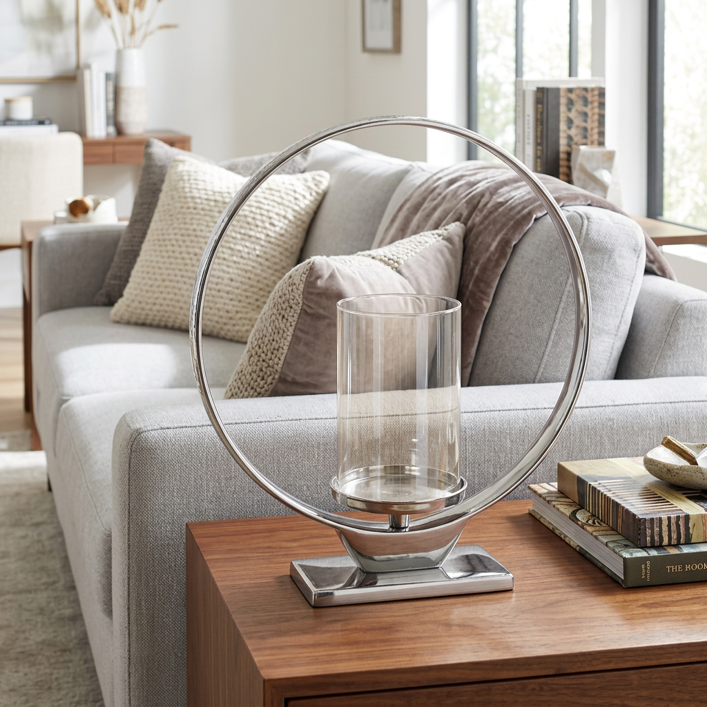 Medium Silver Finish Candle Holder | Cirqua