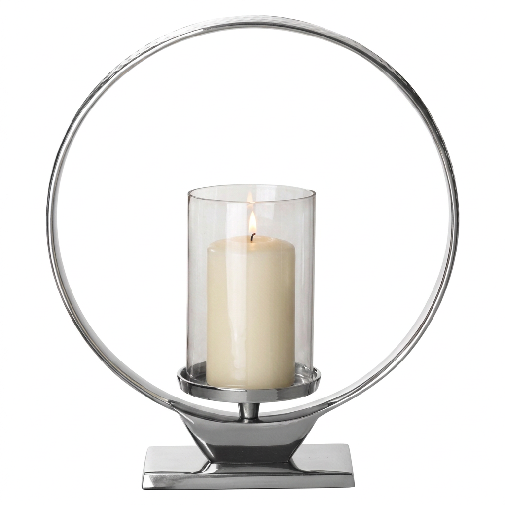 Medium Silver Finish Candle Holder | Cirqua