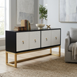 Dumas Black and White 4 Door Sideboard with Gold Base