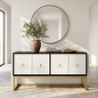 Dumas Black and White 4 Door Sideboard with Gold Base