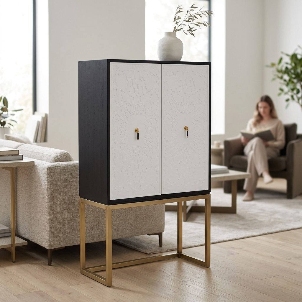 Dumas Black and White 2 Door Cabinet