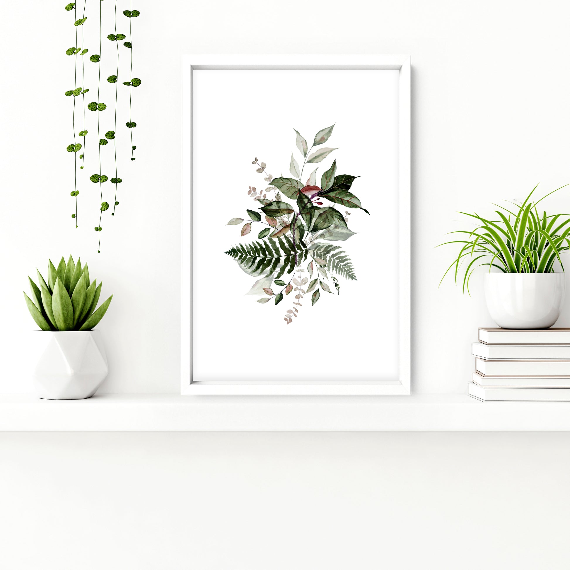Framed art for bathroom | set of 3 Green Botanical wall art