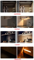 Wireless LED Night Light Motion Sensor 20 40 60 80cm USB Rechargeable Dimmable Wardrobe Lamp for Kitchen Cabinet Staircase Lamp
