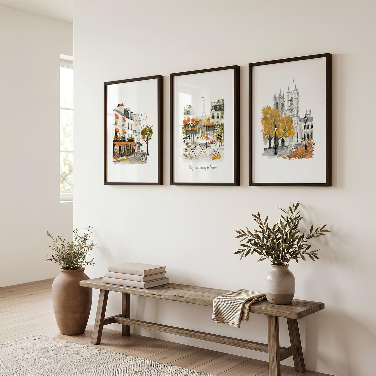 Room Art Paris Autumn Travel Wall Art Prints | "Paris, aux couleurs de l'automne" | Set of 3