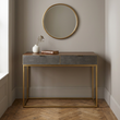 Kempton Grey Shagreen Effect and Walnut Veneer Console Table