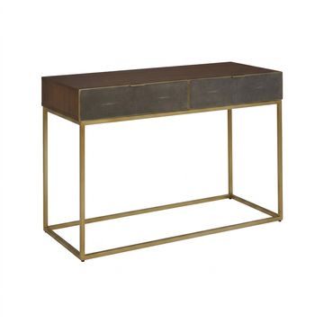 Kempton Grey Shagreen Effect and Walnut Veneer Console Table