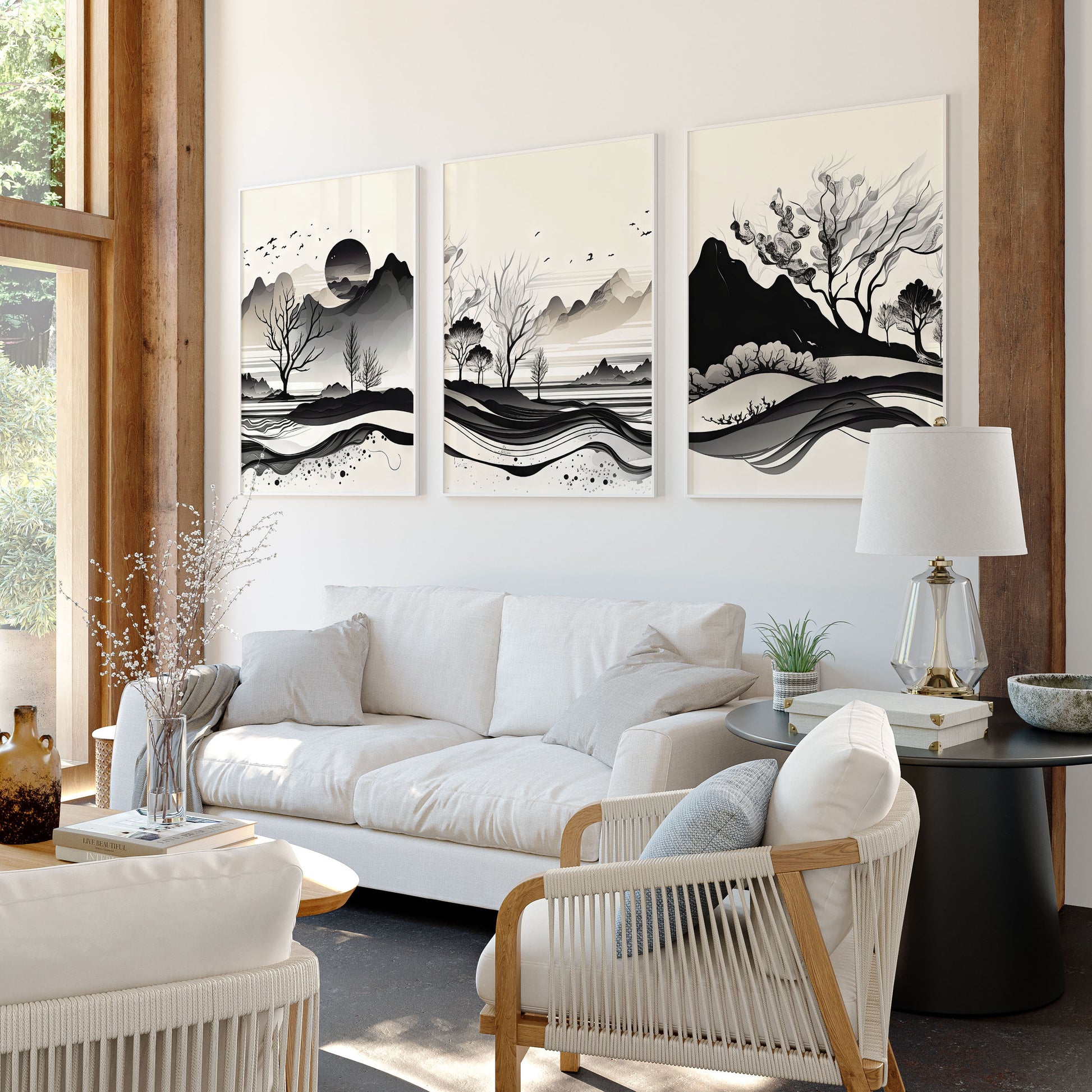 Large Living Room Pictures | Set of 3 wall art prints