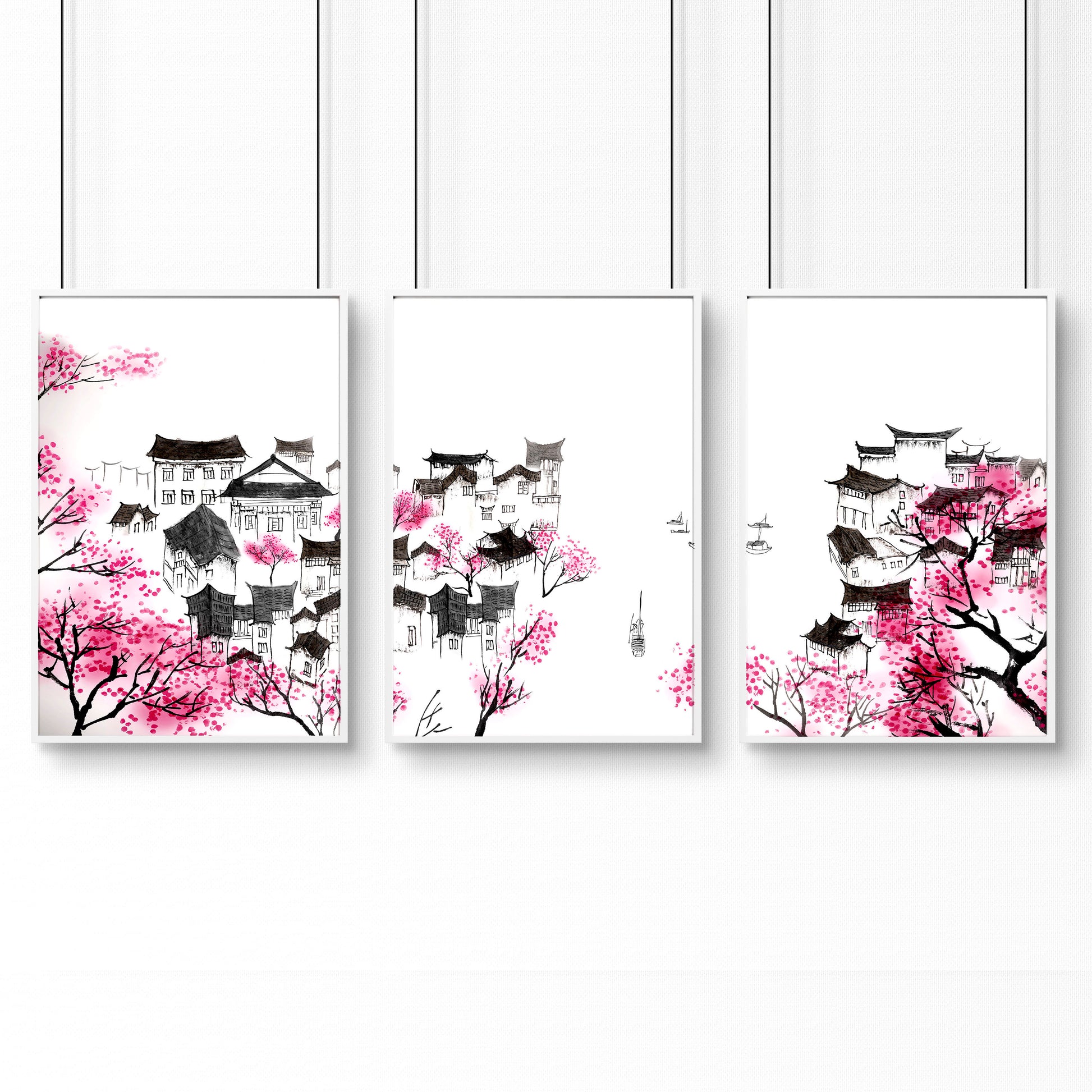 Japanese Flower Art | Set of 3 wall art prints