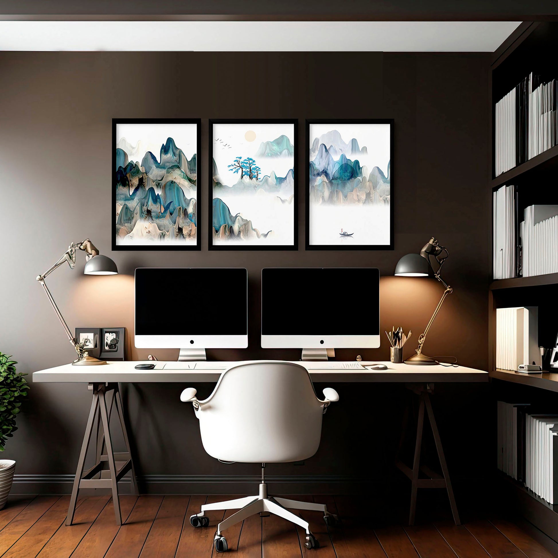 Japanese landscape art | set of 3 wall art for home office