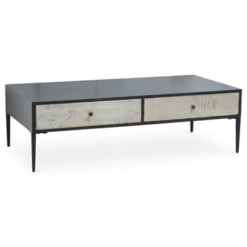 Luxor Grey Recycled Pine Wood Coffee Table with Drawers