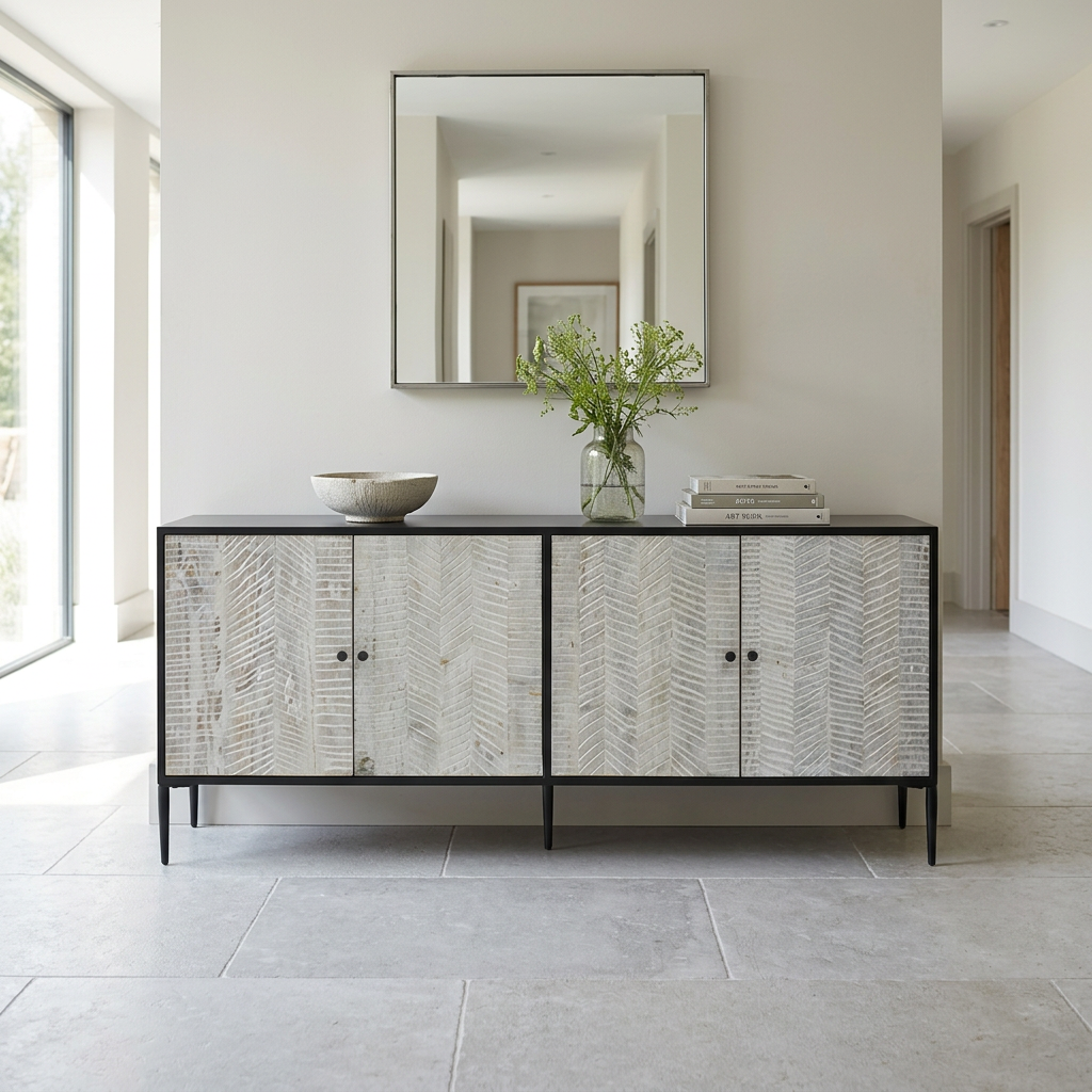 Luxor Grey Recycled Pine Wood 4 Door Sideboard