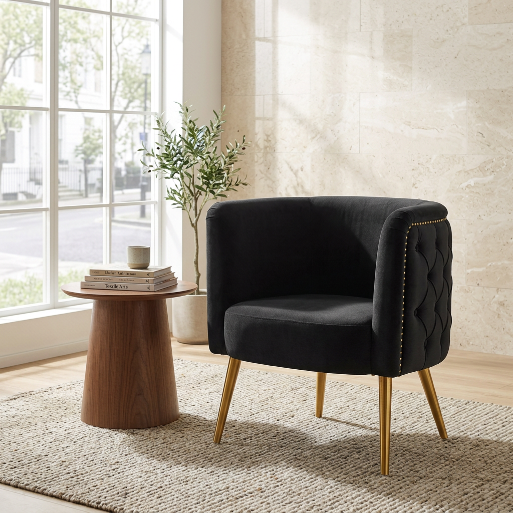 Manhattan Black Fabric Tub Chair