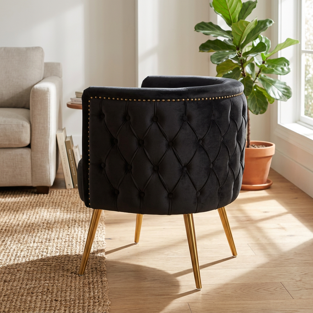 Manhattan Black Fabric Tub Chair