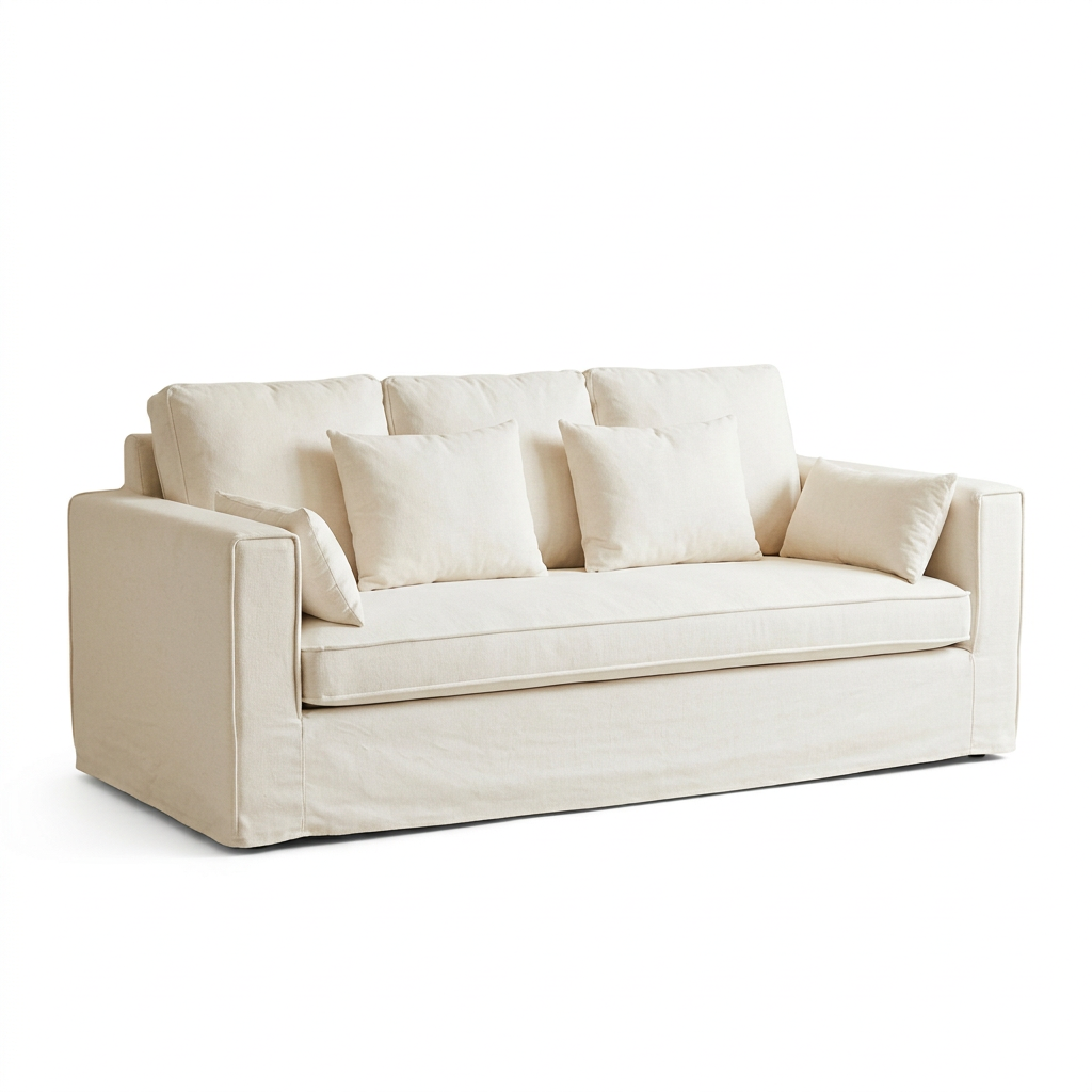 Menton Cream Linen 3 Seater Sofa