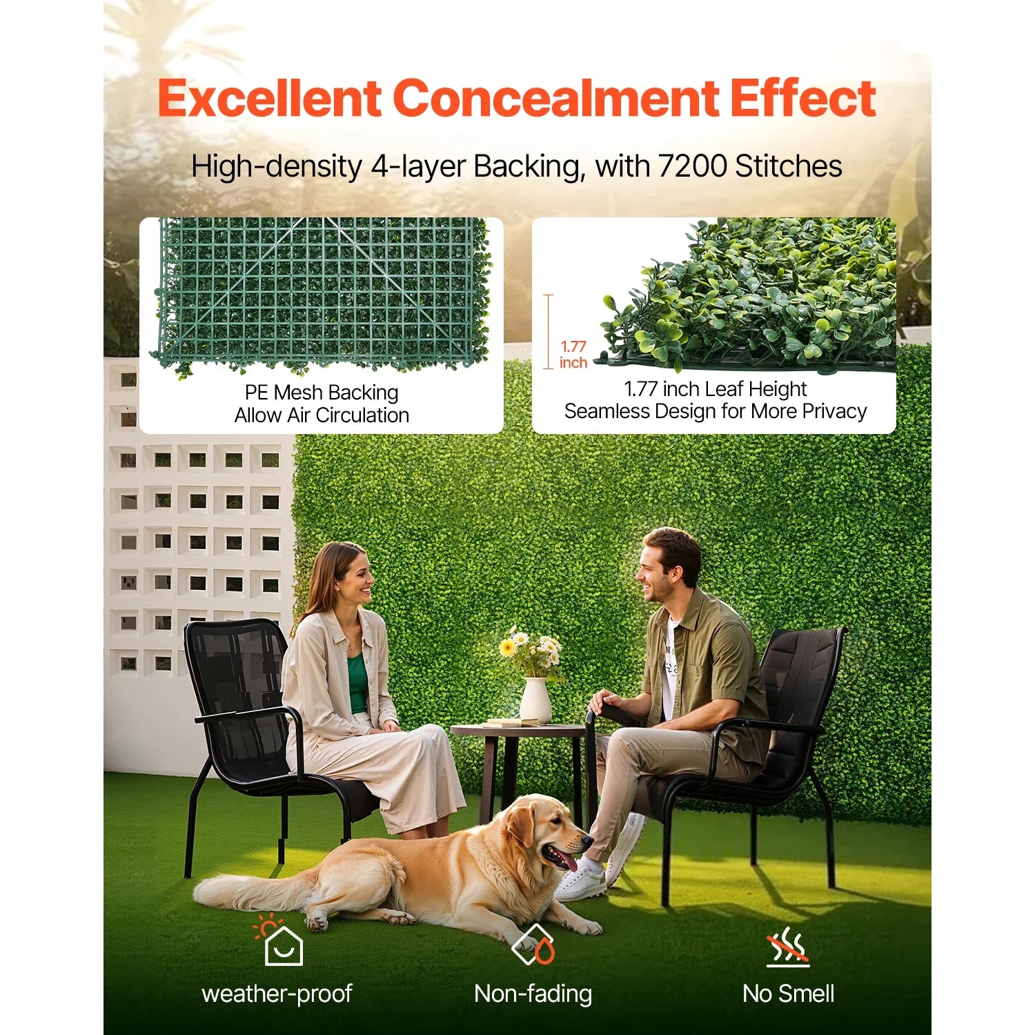 VEVOR Artificial Grass Wall Panels 40/60 x 120in Milan Grass Greenery Boxwood Panel for Outdoor Decor Hedge Screen for Garden