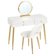 1SET Vanity Dressing Table Cosmetic Make up Table with Lighting Adjustable LED Mirror Light 3 Drawers Velvet Stool for Bedroom