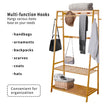 Bamboo Clothes Rail Rack Garment Stand with Top Shelf Shoe Storage Ladder Rails Hanging Display