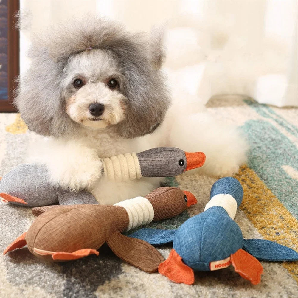 Cute Dog Plush Toys Pet Duck Squeak Toy for Puppy Sound Wild Goose Chew Toy for Small Middle Large Dogs Teeth Cleaning Toys