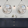 LUVODI Bathroom Light Mirror Round Black Gold Frame Bathroom Dimmable Fogless Mirror with Detachable Rope