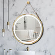 LUVODI Bathroom Light Mirror Round Black Gold Frame Bathroom Dimmable Fogless Mirror with Detachable Rope