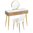 1SET Vanity Dressing Table Cosmetic Make up Table with Lighting Adjustable LED Mirror Light 3 Drawers Velvet Stool for Bedroom
