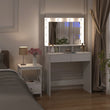 White Wooden Dressing Table Make up Cosmetic Table  with Adjustable LED Lighting Mirror vanity dresser for Gilrs  Women Bedroom