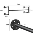 Industrial Pipe Clothing Rack, Heavy Duty, Wall Mounted, Garment Bar, Open Wardrobe Storage, Adjustable, 90 cm, 135 cm, 108cm