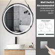 LUVODI Bathroom Light Mirror Round Black Gold Frame Bathroom Dimmable Fogless Mirror with Detachable Rope