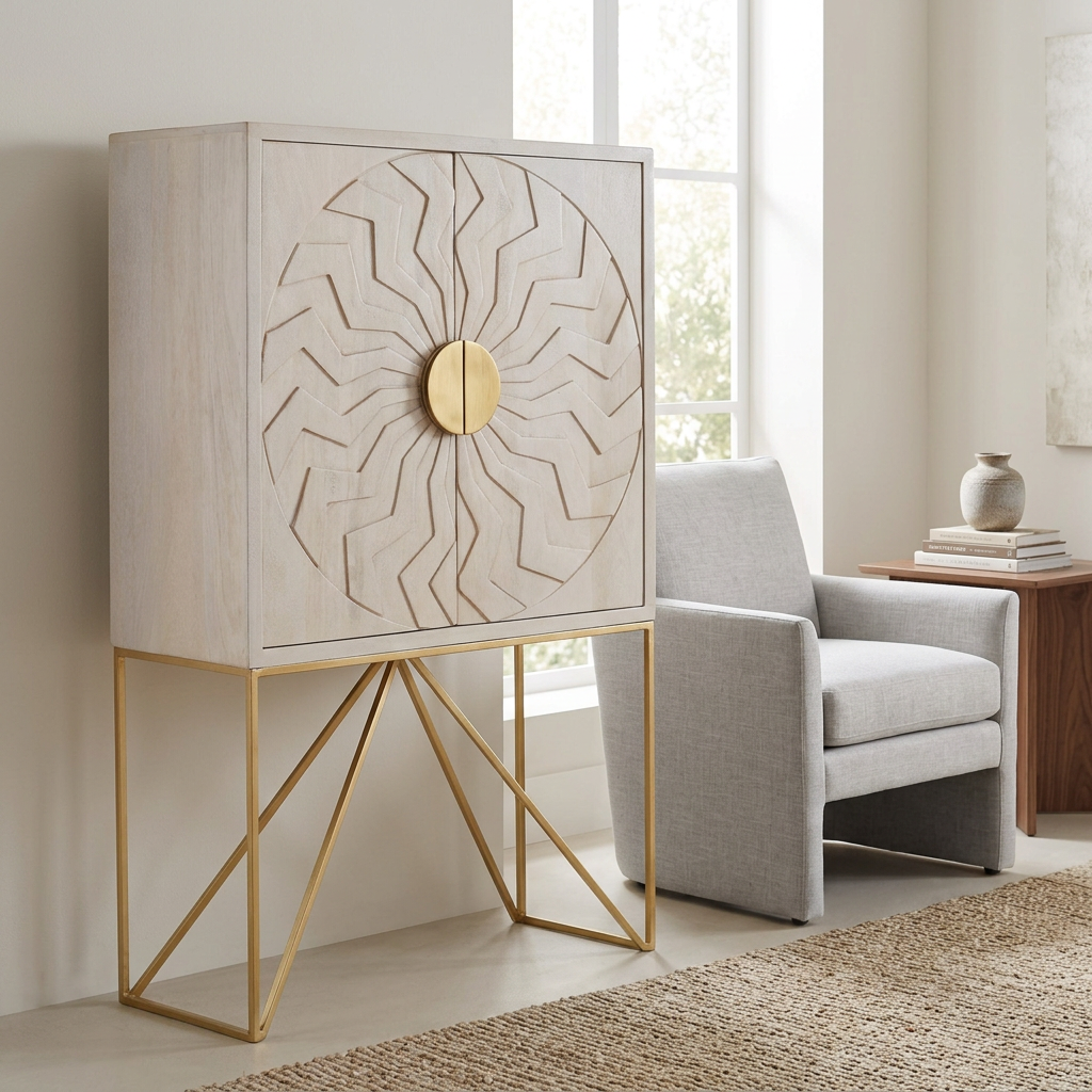 Sadras Whitewash Mango Wood Cabinet