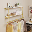 Industrial Pipe Clothing Rack Wall Mounted Wood Shelf,Pipe Shelving Floating Shelves,Retail Garment Rack Display Rack Clothes