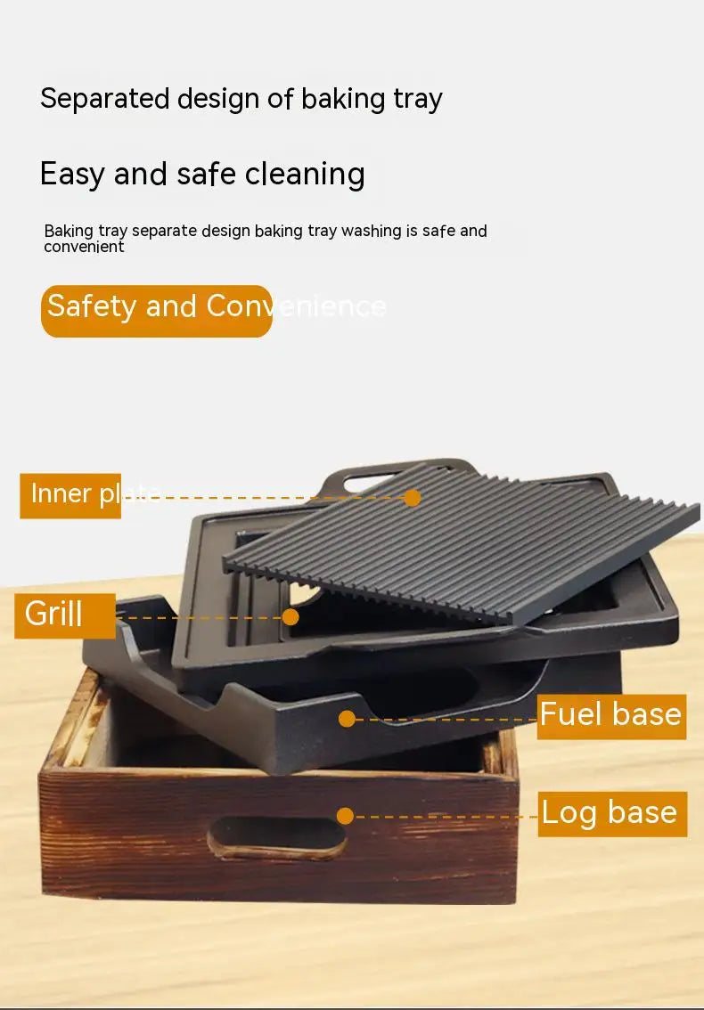 Smokeless Portable BBQ Grill Korean Japanese Barbecue Grill Charcoal BBQ Oven Alcohol Stove Household Non-stick Cooking Tools