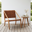 Kendari Tan Woven Leather and Teak Wood Chair