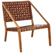 Kendari Tan Woven Leather and Teak Wood Chair