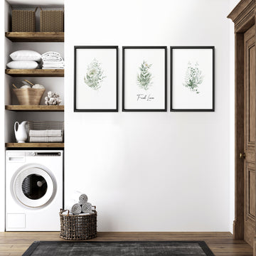 Modern Laundry Room Ideas | Set of 3 wall art prints