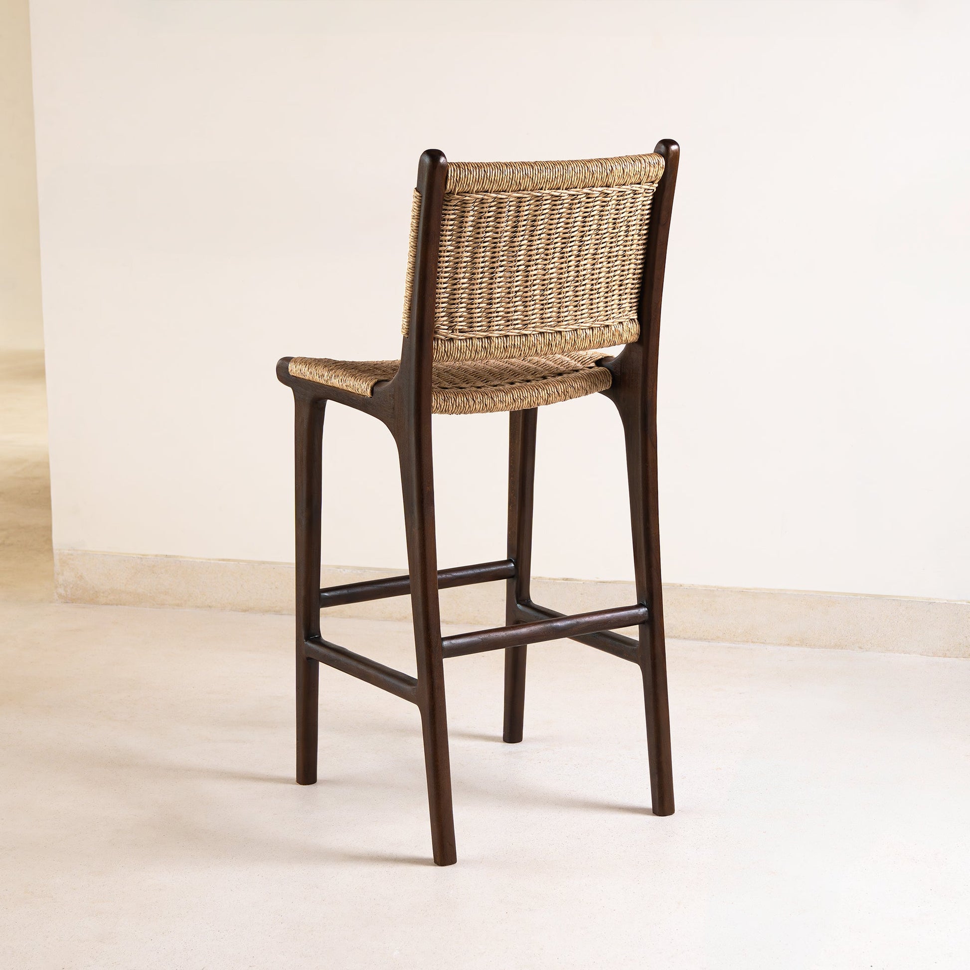Zara Teak & Rattan Bar Stool - Chocolate