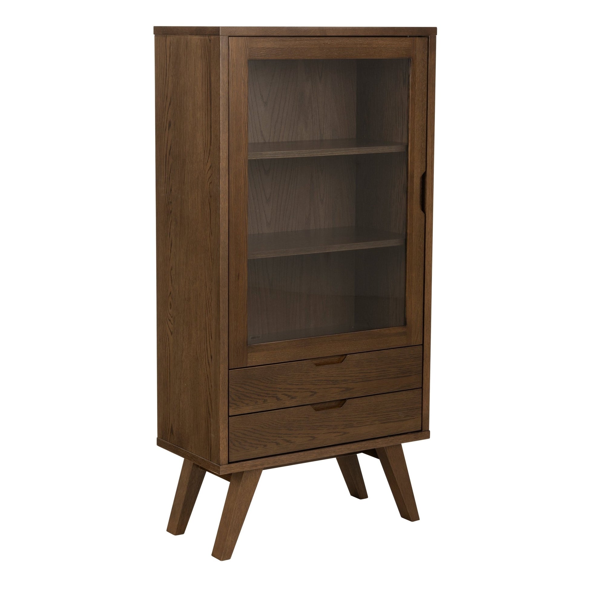 A - Line Display Cabinet with 2 Drawers and 2 Shelves in Smoked Oak