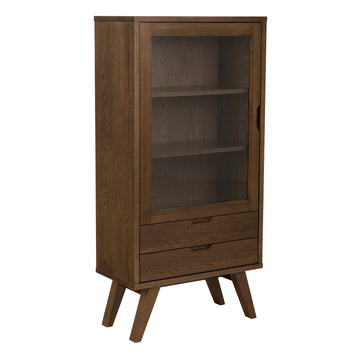 A - Line Display Cabinet with 2 Drawers and 2 Shelves in Smoked Oak