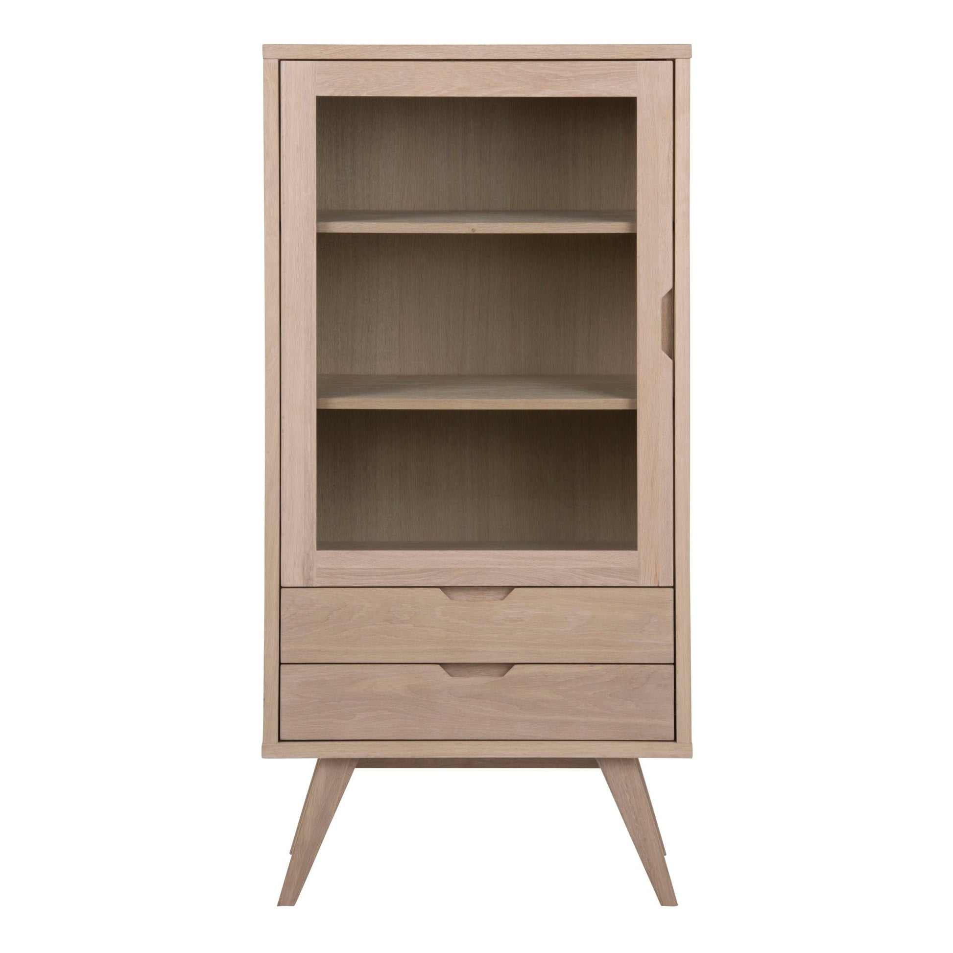 A - Line Display Cabinet with 2 Drawers and 2 Shelves in White Oak