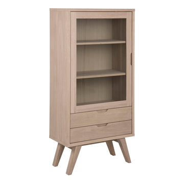 A - Line Display Cabinet with 2 Drawers and 2 Shelves in White Oak
