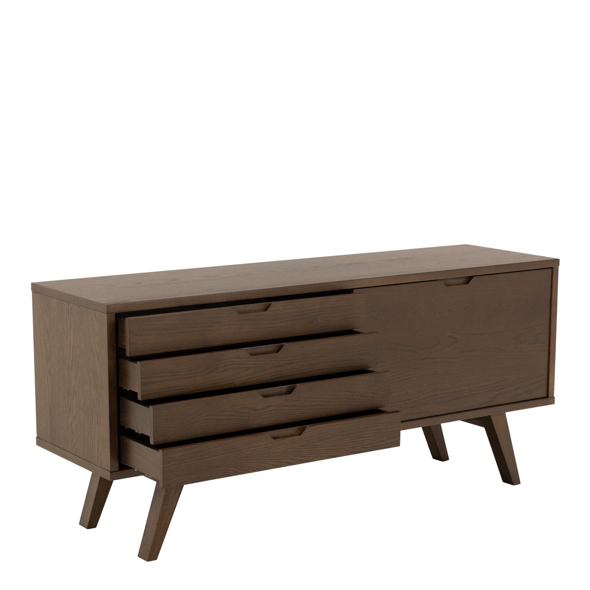 A - Line Sideboard with 4 Drawers and Sliding Door in Smoked Oak