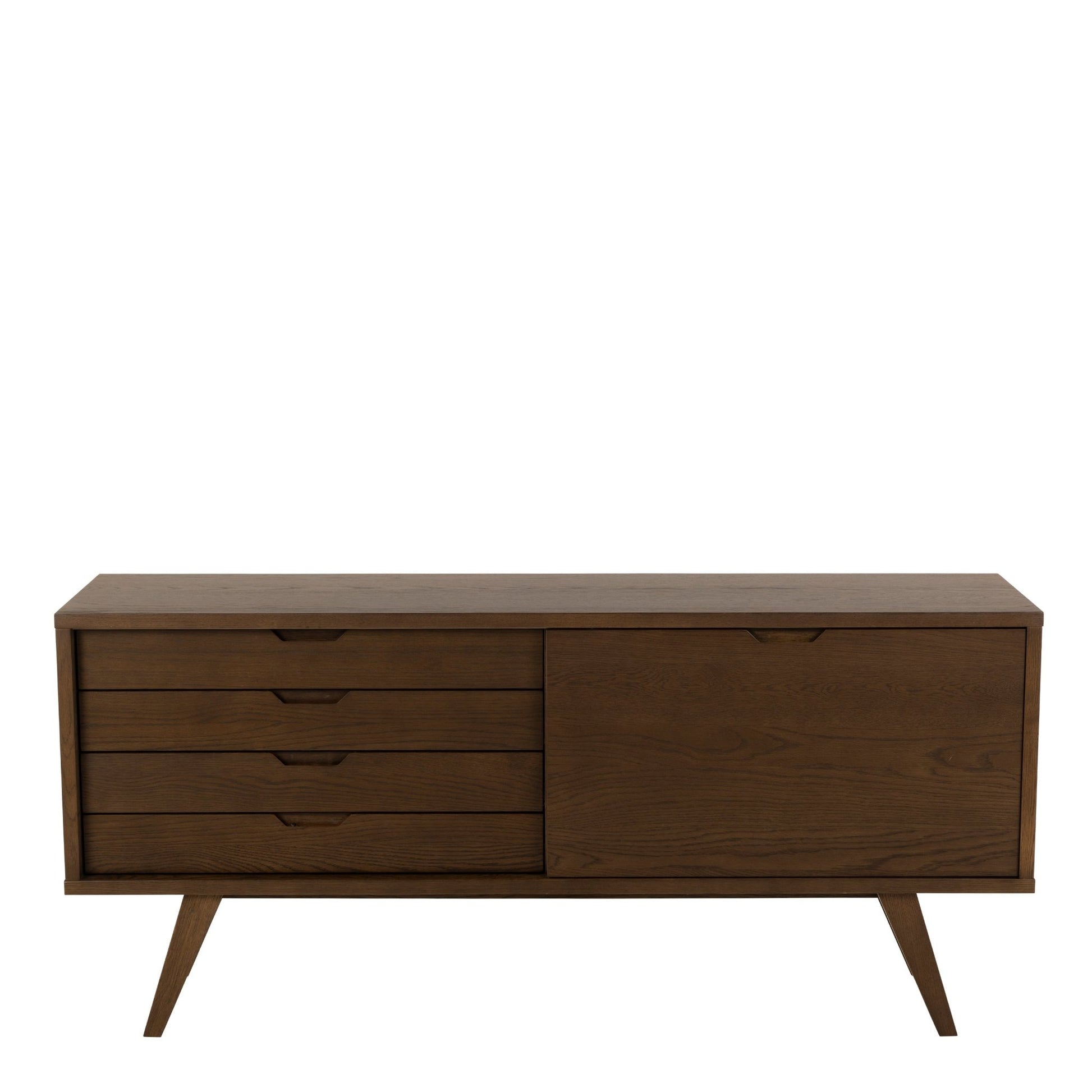 A - Line Sideboard with 4 Drawers and Sliding Door in Smoked Oak