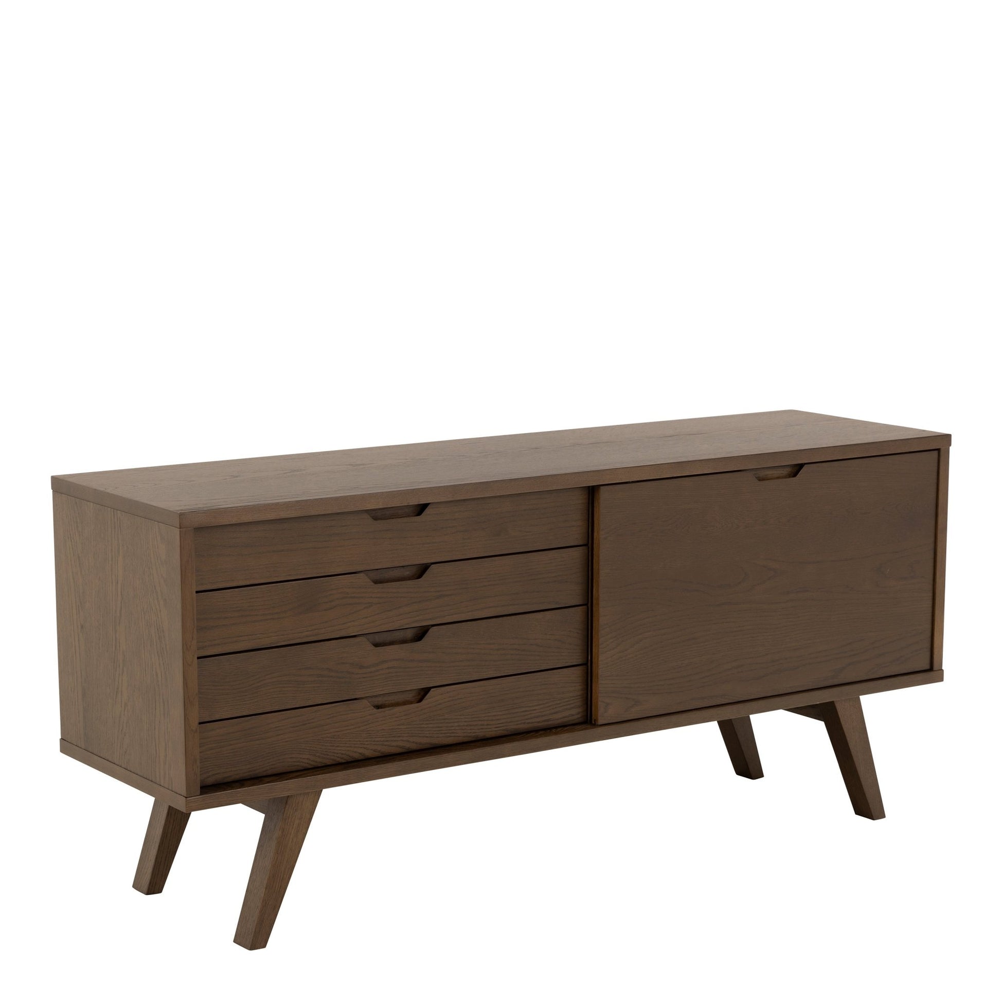 A - Line Sideboard with 4 Drawers and Sliding Door in Smoked Oak