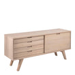 A - Line Sideboard with 4 Drawers and Sliding Door in White Oak