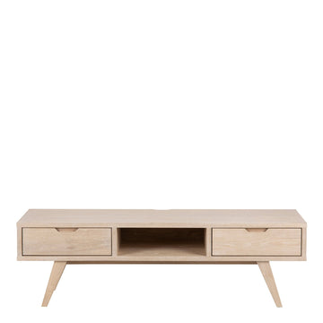 A - Line TV Unit with 2 Drawers in White Oak