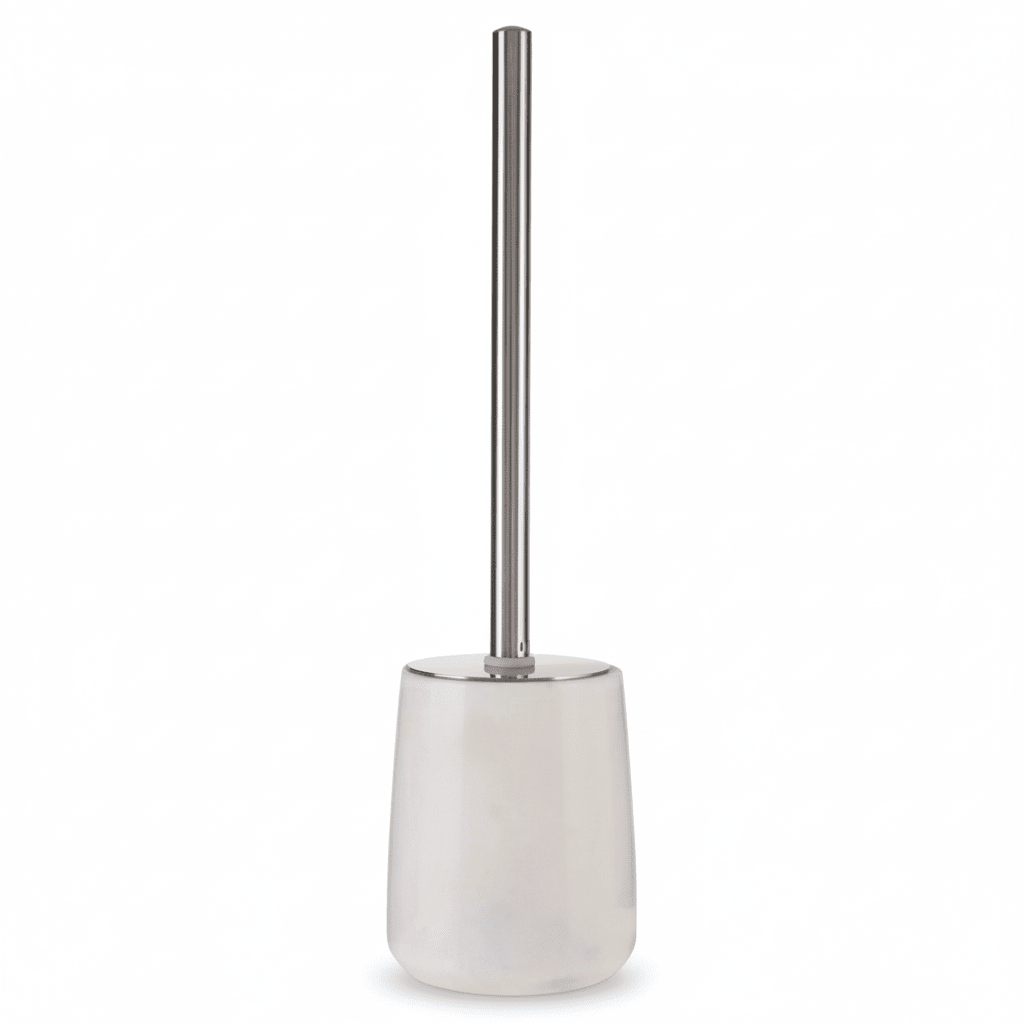 Abaska Off White Marble And Stainless Steel Toilet Brush