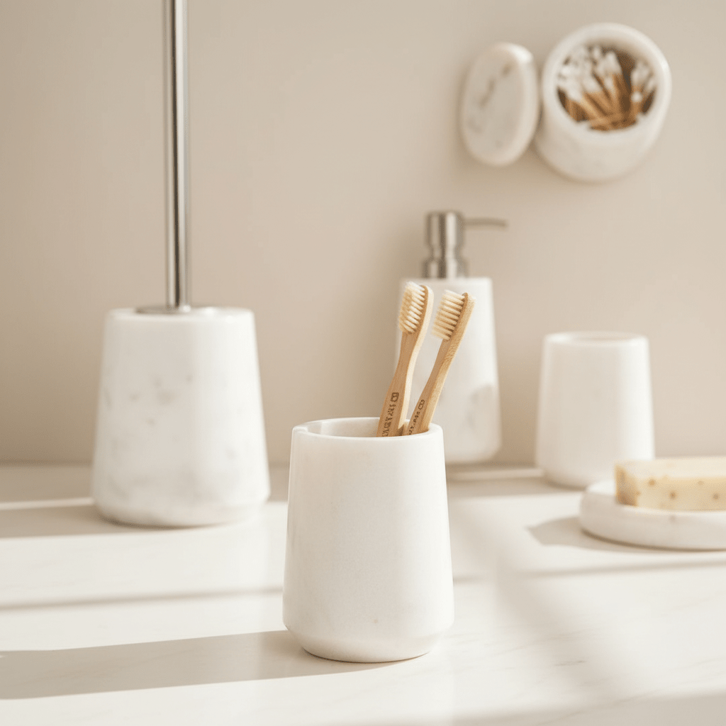 Abaska Off White Marble Tumbler