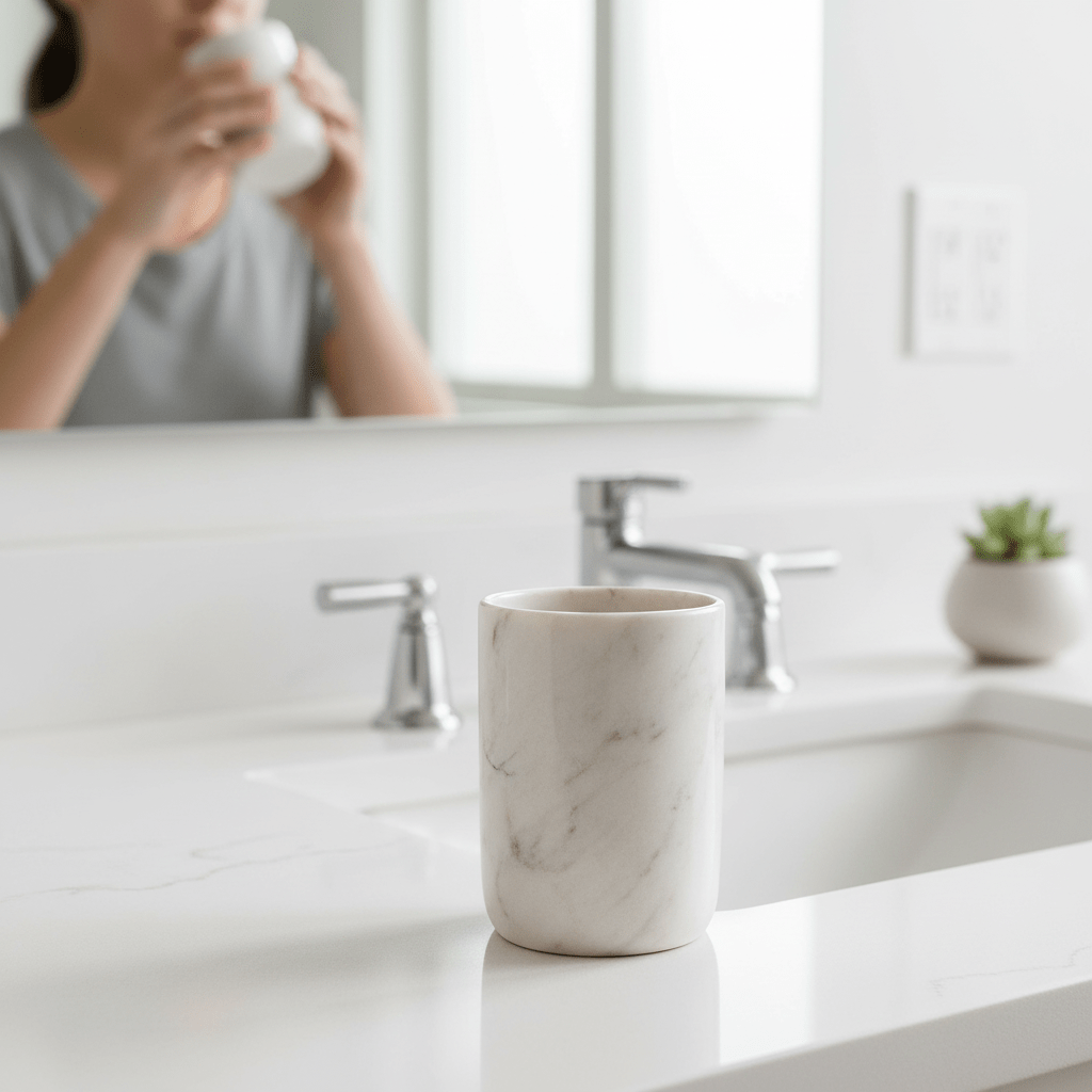 Abaska Off White Marble Tumbler